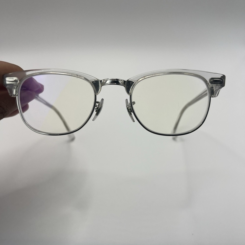 RAY BAN RB 5154 2001 White Transparent Silver Clubmaster Unisex 49 mm Eyeglasses - Picture 8 of 16